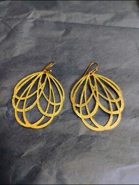 3 For $15 - Gold Filigree Teardrop Dangle Earrings
